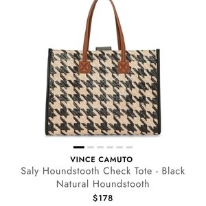 Vince Camuto Black and Natural Houndstooth Tote